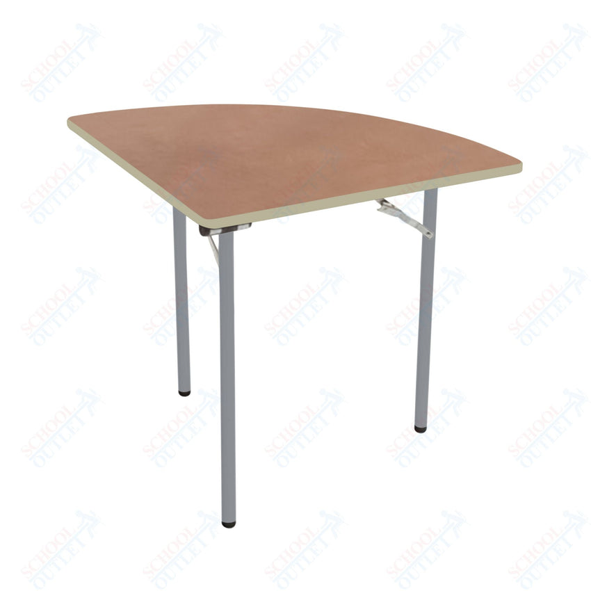 AmTab Folding Table - Plywood Stained and Sealed - Vinyl T - Molding Edge - Quarter Round - Quarter 96" Diameter x 29"H (AmTab AMT - QR96PM) - SchoolOutlet