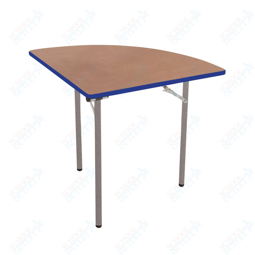 AmTab Folding Table - Plywood Stained and Sealed - Vinyl T - Molding Edge - Quarter Round - Quarter 96" Diameter x 29"H (AmTab AMT - QR96PM) - SchoolOutlet