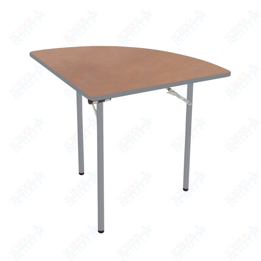 AmTab Folding Table - Plywood Stained and Sealed - Vinyl T - Molding Edge - Quarter Round - Quarter 96" Diameter x 29"H (AmTab AMT - QR96PM) - SchoolOutlet