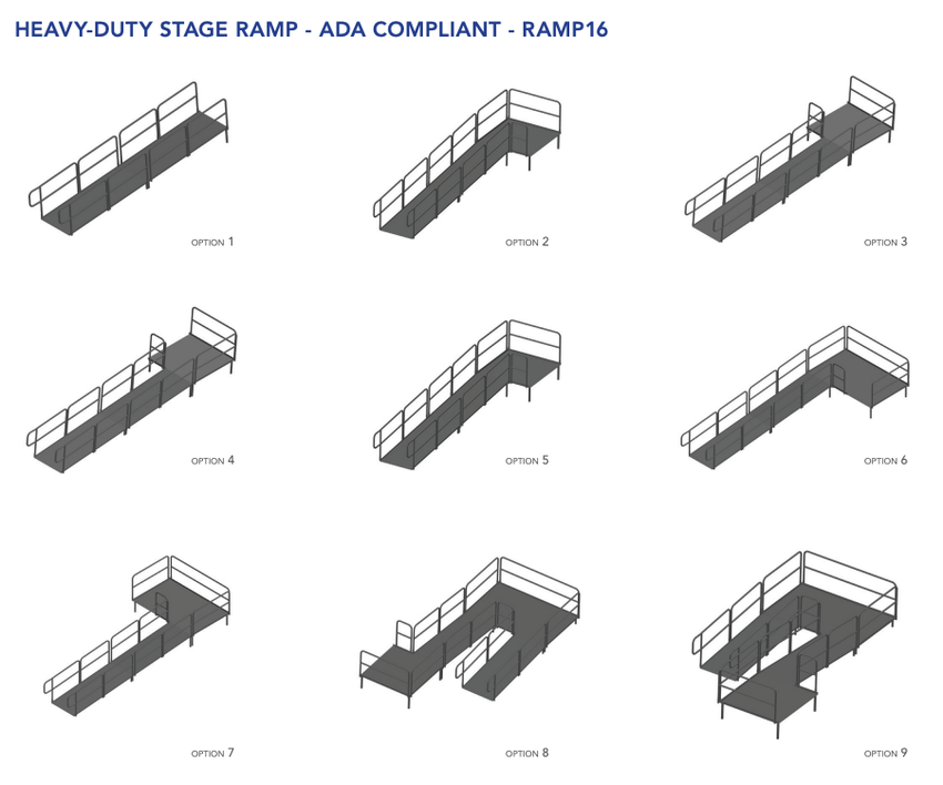 AmTab Stage Ramp - ADA Compliant - 16" Rise - Option 3 (AmTab AMT - RAMP16 - Option 3) - SchoolOutlet