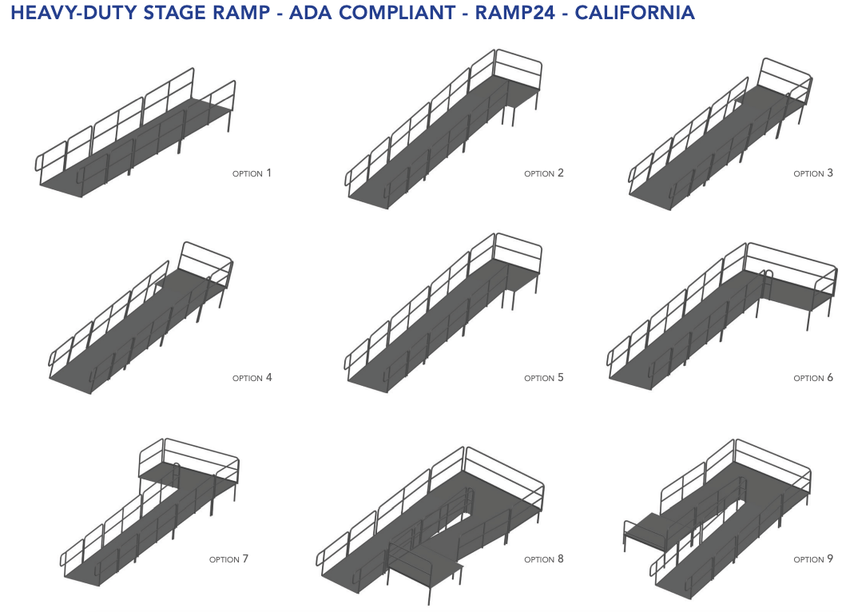 AmTab Stage Ramp - ADA Compliant - 24" Rise - Option 6 - California (AmTab AMT - RAMP24 - Option 6 - California) - SchoolOutlet