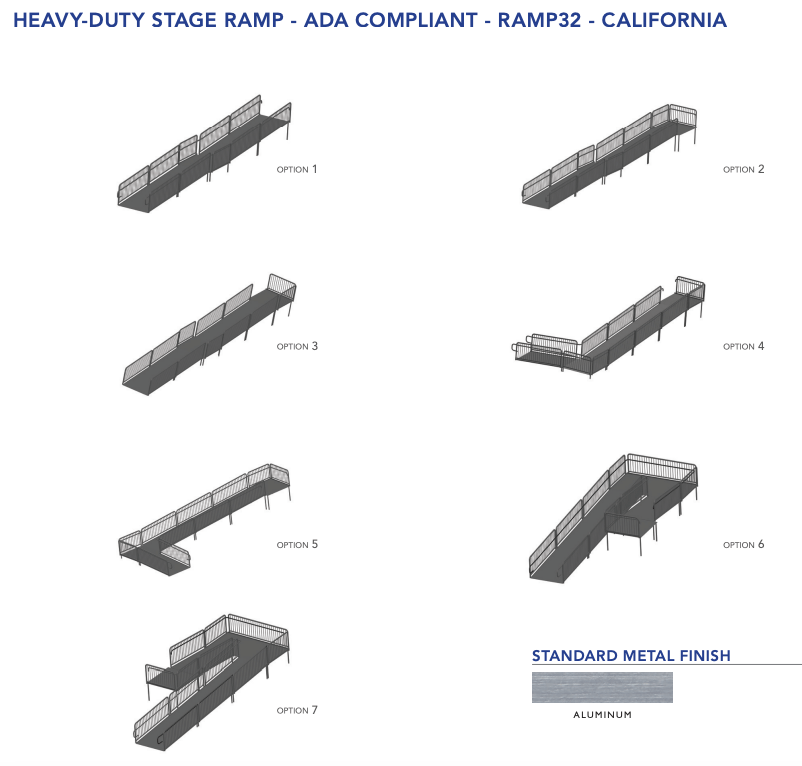 AmTab Stage Ramp - ADA Compliant - 32" Rise - Option 4 - California (AmTab AMT - RAMP32 - Option 4 - California) - SchoolOutlet