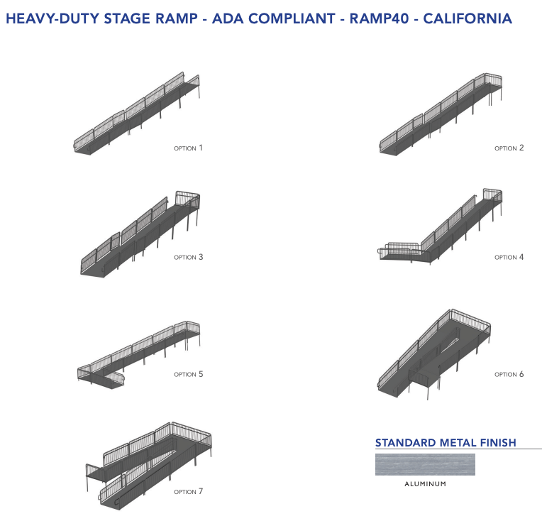 AmTab Stage Ramp - ADA Compliant - 40" Rise - Option 2 - California (AmTab AMT - RAMP40 - Option 2 - California) - SchoolOutlet