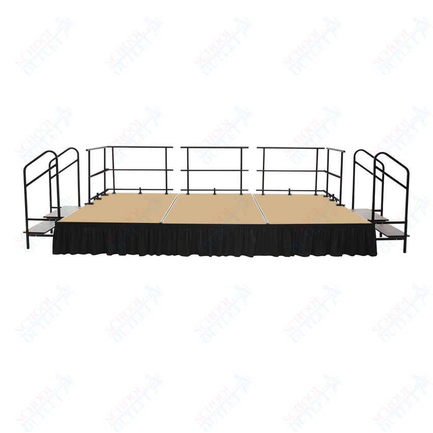 AmTab Adjustable Height Stage Set - Carpet Top - 12'W x 32'L x 1.5 - 2'H (144"W x 384"L x Adjustable 16" to 24"H) (AmTab AMT - STAS123224C) - SchoolOutlet