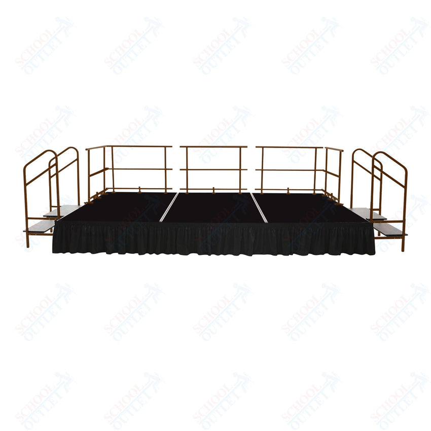 AmTab Adjustable Height Stage Set - Carpet Top - 12'W x 32'L x 1.5 - 2'H (144"W x 384"L x Adjustable 16" to 24"H) (AmTab AMT - STAS123224C) - SchoolOutlet