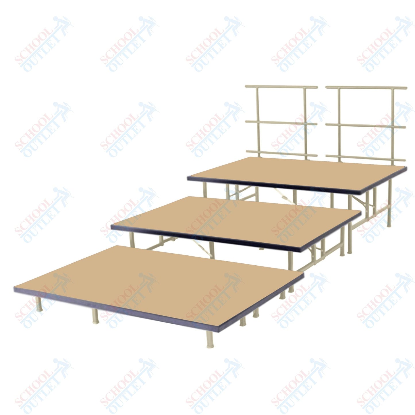 AmTab Fixed Height Riser Set - Carpet Top - 3 Levels - 12'L x 6'W x 24"H (144"L x 72"W x 24"H) (AmTab AMT-STB463C) - SchoolOutlet