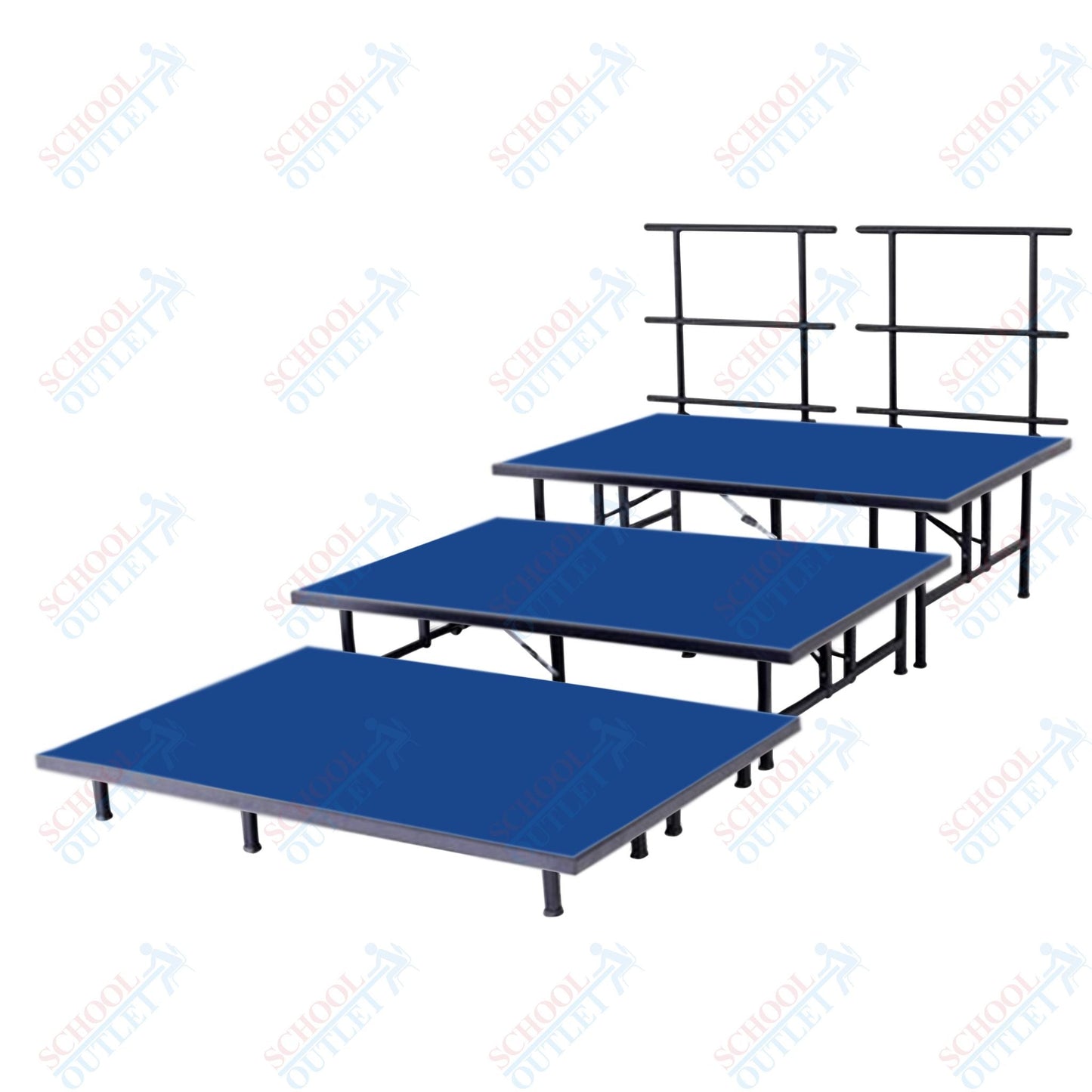 AmTab Fixed Height Riser Set - Carpet Top - 3 Levels - 12'L x 6'W x 24"H (144"L x 72"W x 24"H) (AmTab AMT-STB463C) - SchoolOutlet