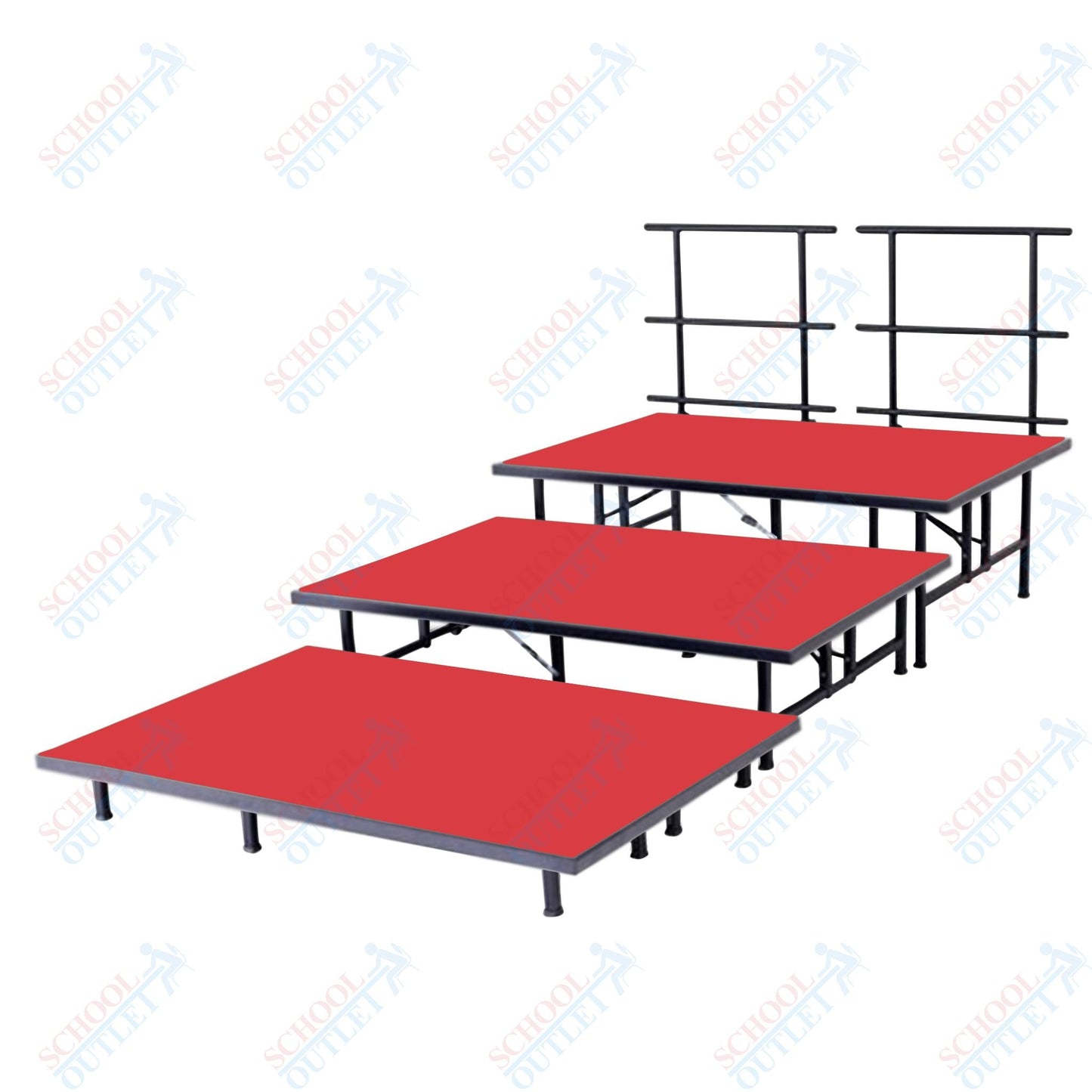 AmTab Fixed Height Riser Set - Carpet Top - 3 Levels - 12'L x 6'W x 24"H (144"L x 72"W x 24"H) (AmTab AMT-STB463C) - SchoolOutlet