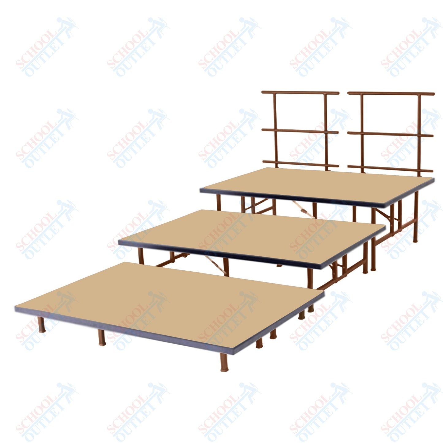 AmTab Fixed Height Riser Set - Carpet Top - 3 Levels - 12'L x 6'W x 24"H (144"L x 72"W x 24"H) (AmTab AMT-STB463C) - SchoolOutlet