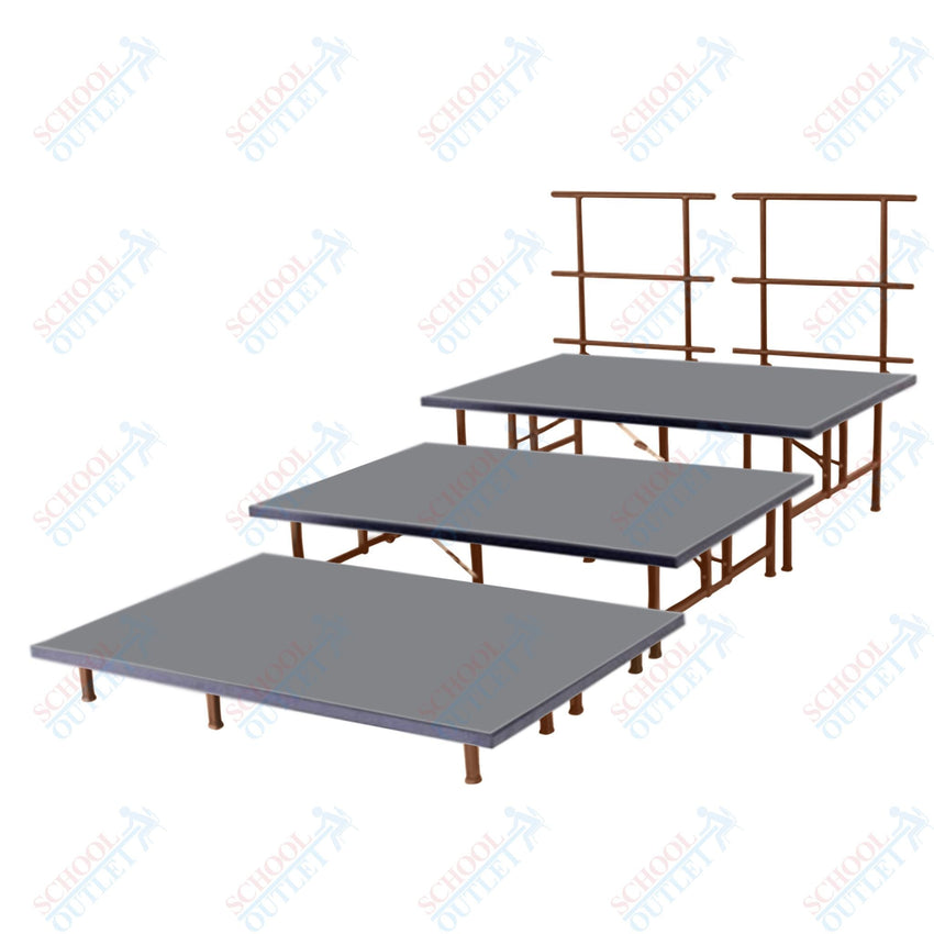 AmTab Fixed Height Riser Set - Polypropylene Top - 3 Levels - 12'L x 6'W x 24"H (144"L x 72"W x 24"H) (AmTab AMT-STB463P) - SchoolOutlet