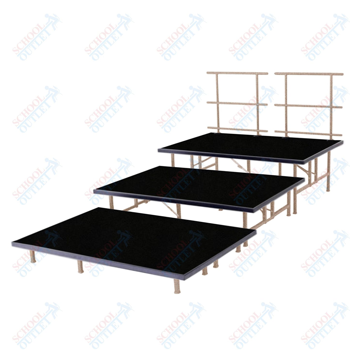 AmTab Fixed Height Riser Set - Polypropylene Top - 3 Levels - 12'L x 6'W x 24"H (144"L x 72"W x 24"H) (AmTab AMT-STB463P) - SchoolOutlet