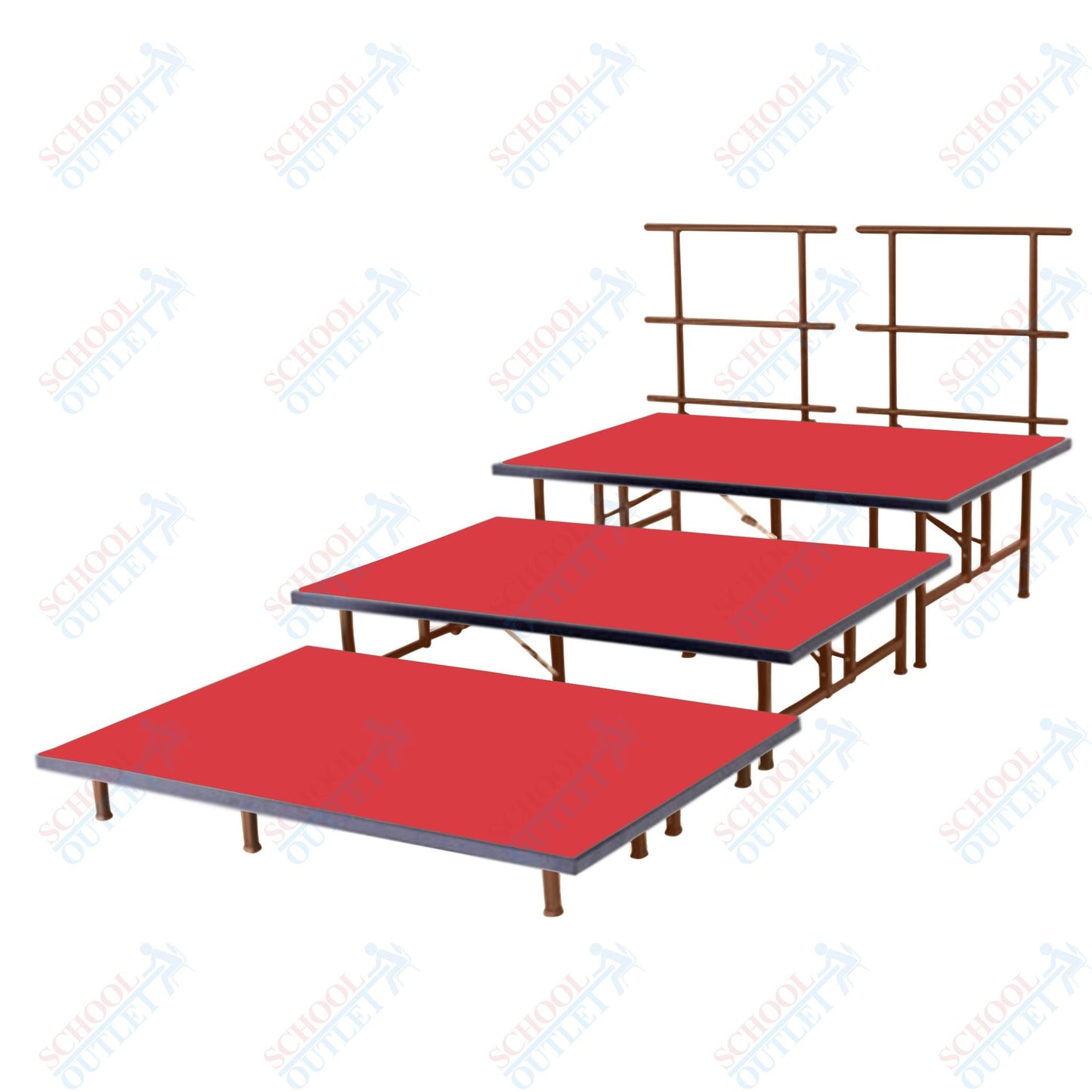 AmTab Fixed Height Riser Set - Carpet Top - 3 Levels - 12'L x 8'W x 24"H (144"L x 96"W x 24"H) (AmTab AMT-STB483C) - SchoolOutlet