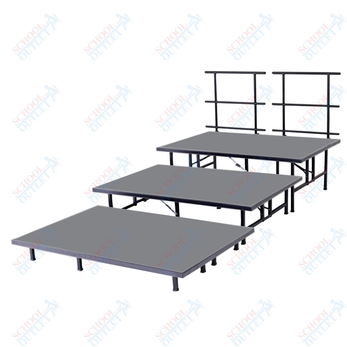 AmTab Fixed Height Riser Set - Polypropylene Top - 3 Levels - 12'L x 8'W x 24"H (144"L x 96"W x 24"H) (AmTab AMT-STB483P) - SchoolOutlet