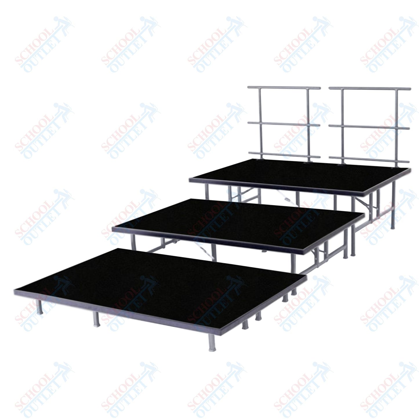 AmTab Fixed Height Riser Set - Polypropylene Top - 3 Levels - 12'L x 8'W x 24"H (144"L x 96"W x 24"H) (AmTab AMT-STB483P) - SchoolOutlet