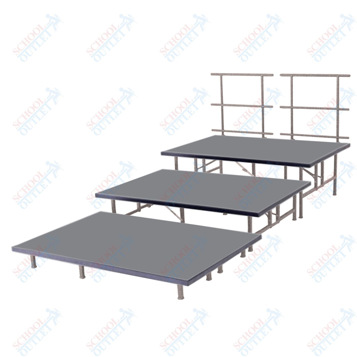 AmTab Fixed Height Riser Set - Polypropylene Top - 3 Levels - 12'L x 8'W x 24"H (144"L x 96"W x 24"H) (AmTab AMT-STB483P) - SchoolOutlet