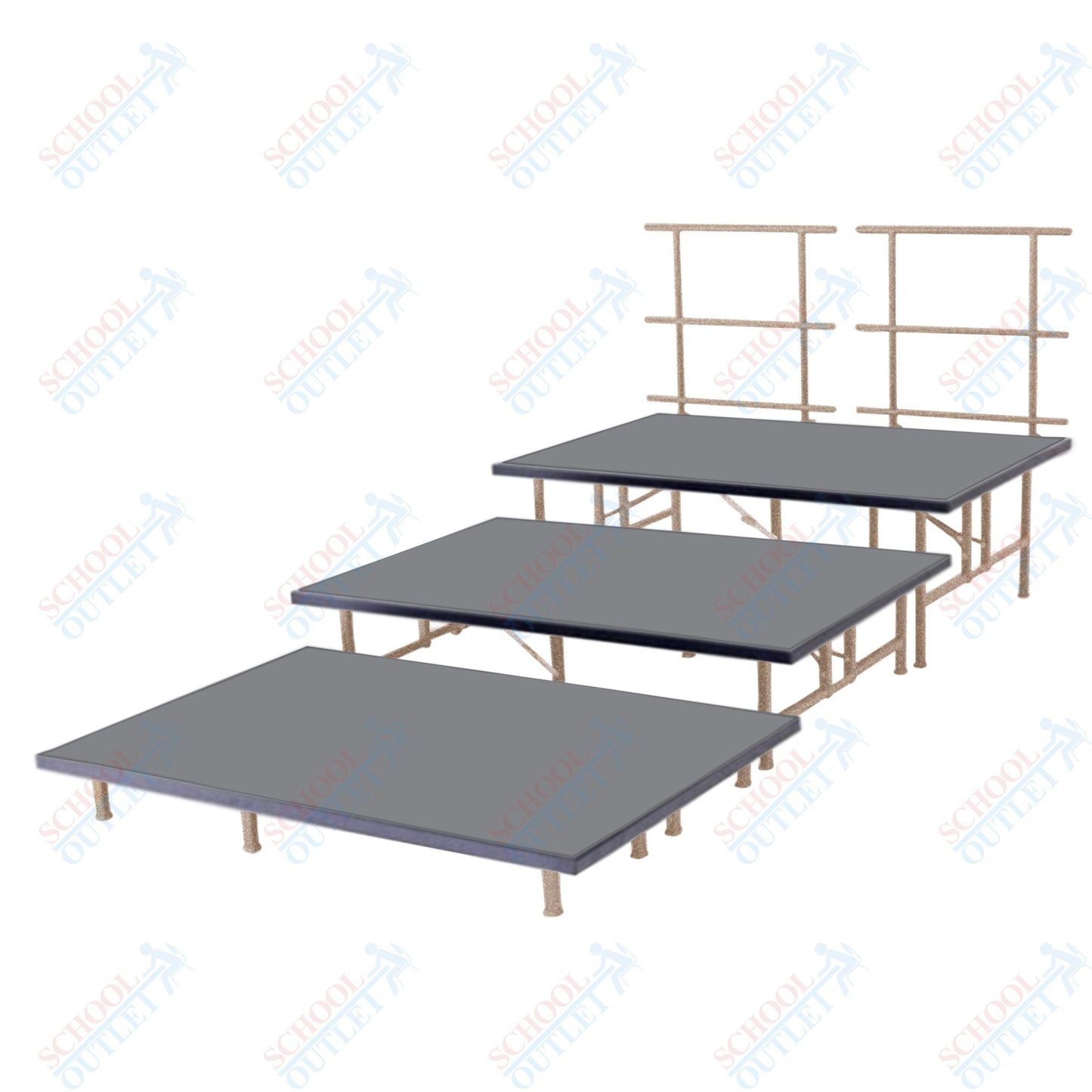 AmTab Fixed Height Riser Set - Polypropylene Top - 3 Levels - 9'L x 6'W x 24"H (108"L x 72"W x 24"H) (AmTab AMT-STC363P) - SchoolOutlet