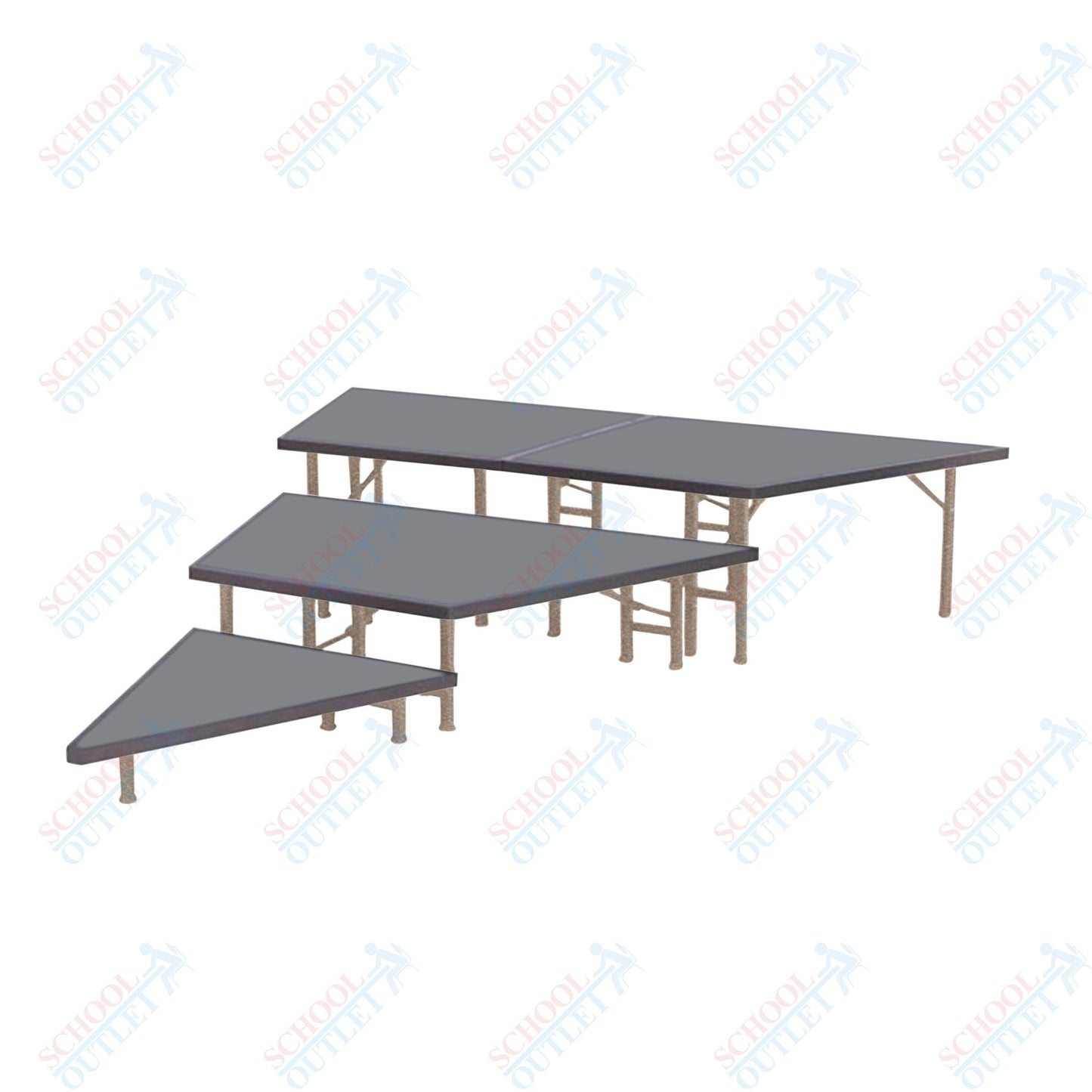 AmTab Pie Shaped Riser - Polypropylene Top - 36"W x 8"H (1 Level) (AmTab AMT-STP361P) - SchoolOutlet