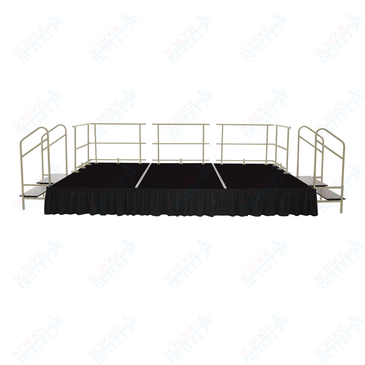 AmTab Fixed Height Stage Set - Carpet Top - 12'W x 32'L x 2'H (144"W x 384"L x 24"H) (AmTab AMT - STS123224C) - SchoolOutlet