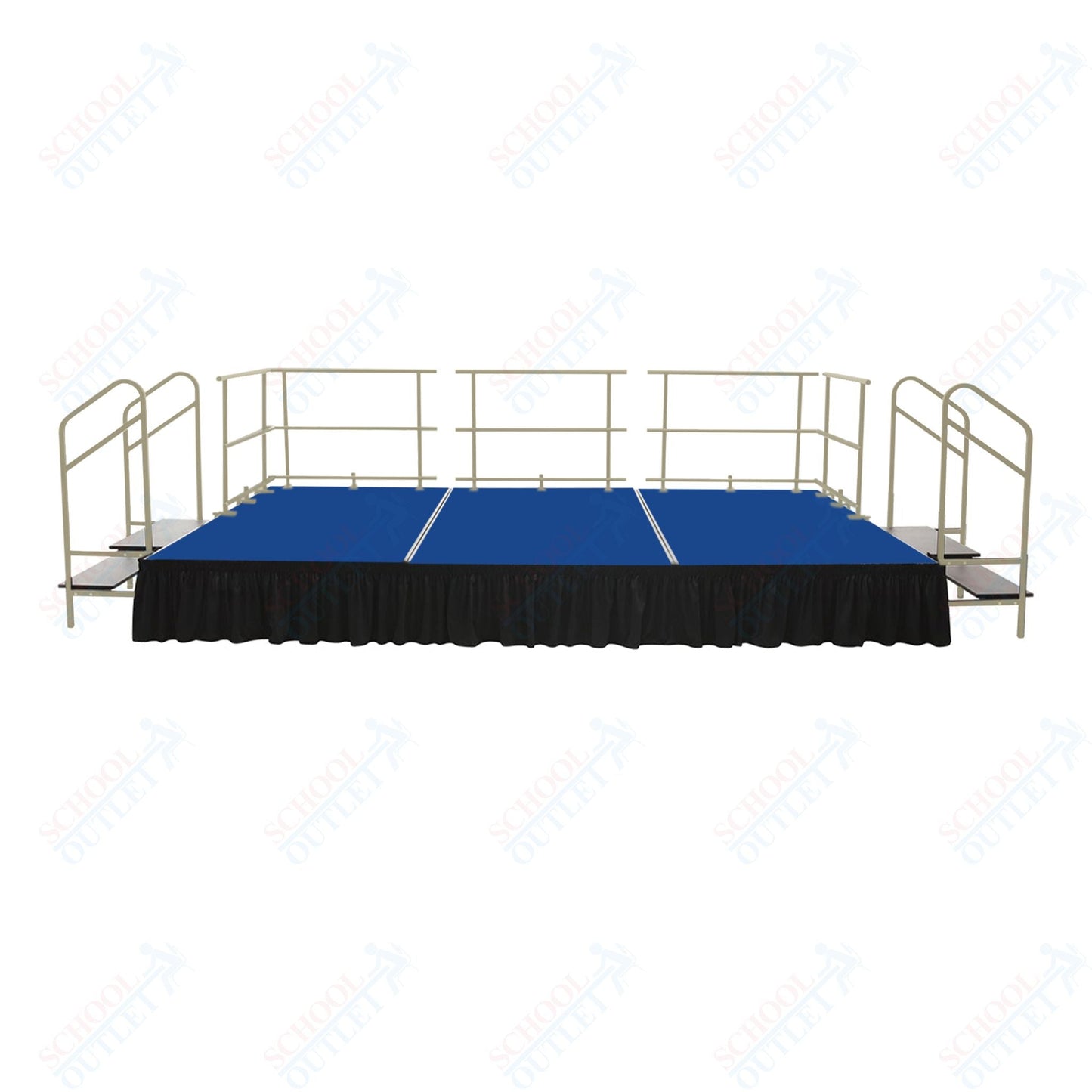 AmTab Fixed Height Stage Set - Carpet Top - 12'W x 32'L x 2'H (144"W x 384"L x 24"H) (AmTab AMT - STS123224C) - SchoolOutlet
