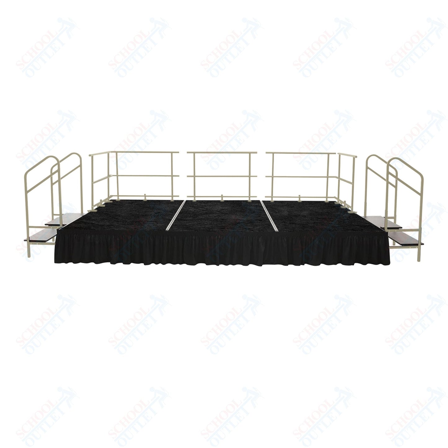 AmTab Fixed Height Stage Set - Carpet Top - 12'W x 32'L x 2'H (144"W x 384"L x 24"H) (AmTab AMT - STS123224C) - SchoolOutlet