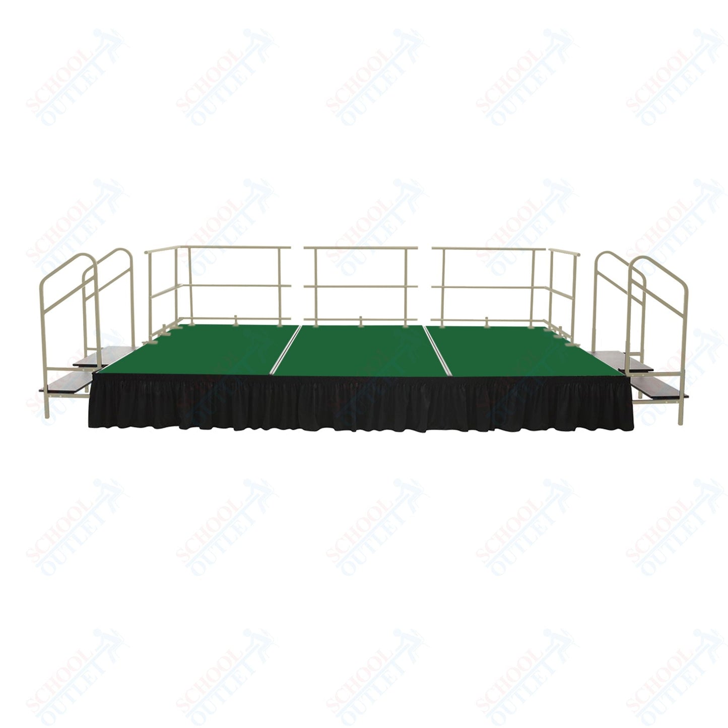 AmTab Fixed Height Stage Set - Carpet Top - 12'W x 32'L x 2'H (144"W x 384"L x 24"H) (AmTab AMT - STS123224C) - SchoolOutlet