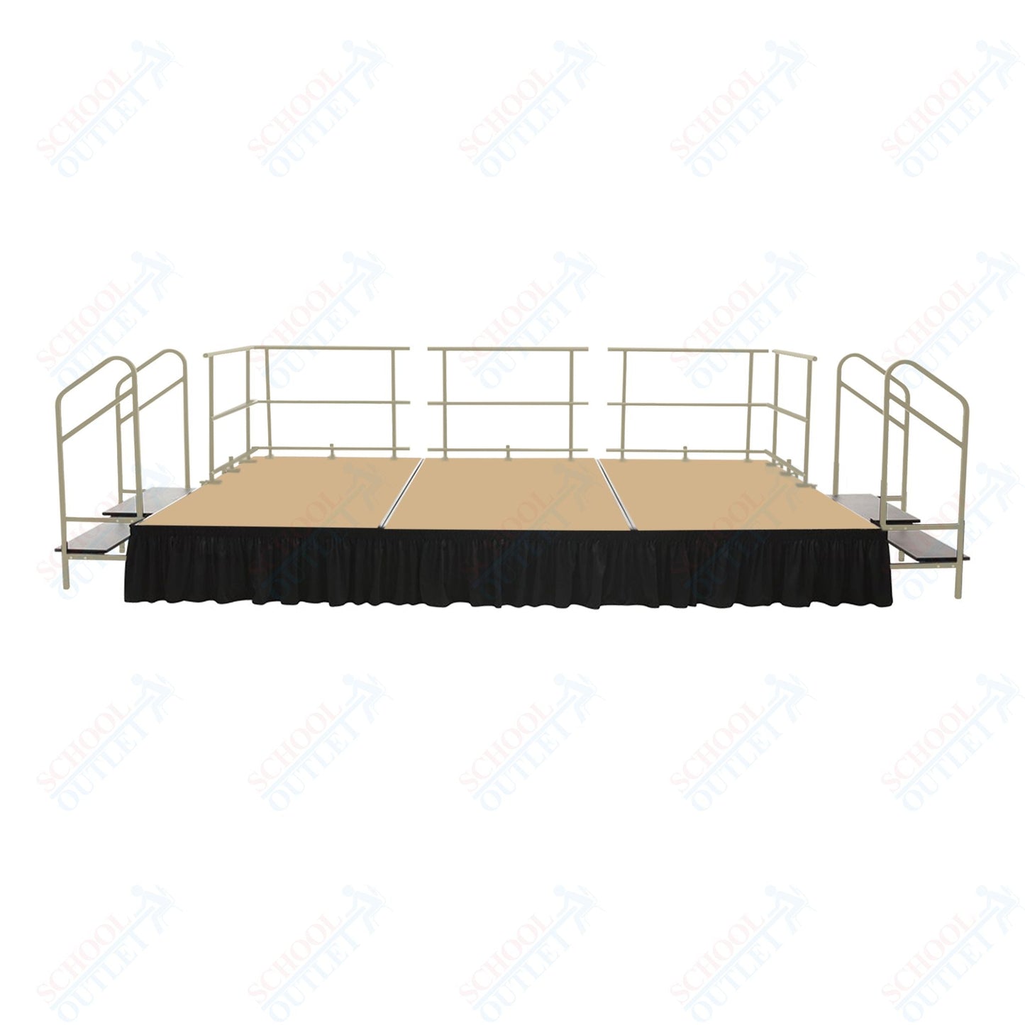 AmTab Fixed Height Stage Set - Carpet Top - 12'W x 32'L x 2'H (144"W x 384"L x 24"H) (AmTab AMT - STS123224C) - SchoolOutlet