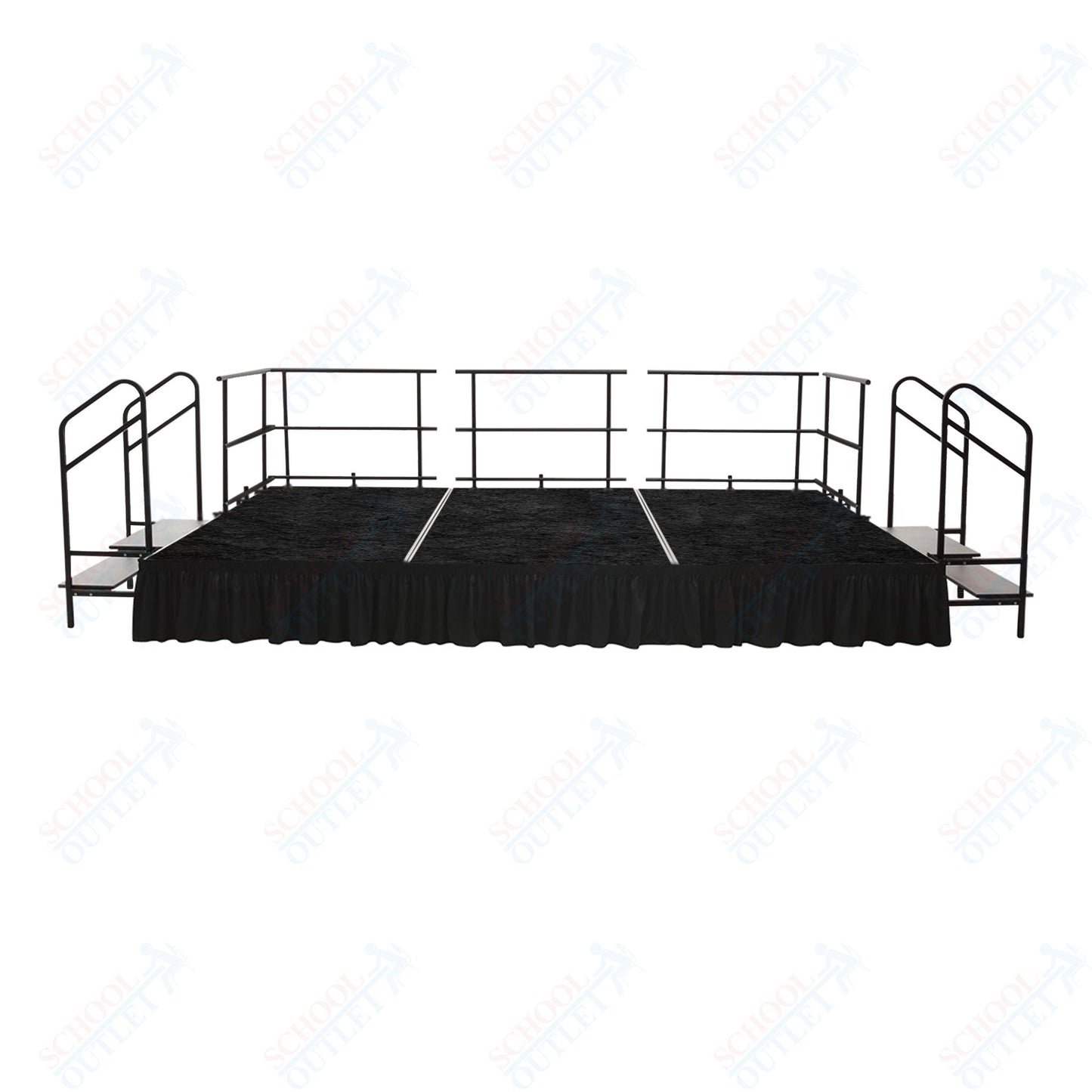 AmTab Fixed Height Stage Set - Carpet Top - 12'W x 32'L x 2'H (144"W x 384"L x 24"H) (AmTab AMT - STS123224C) - SchoolOutlet