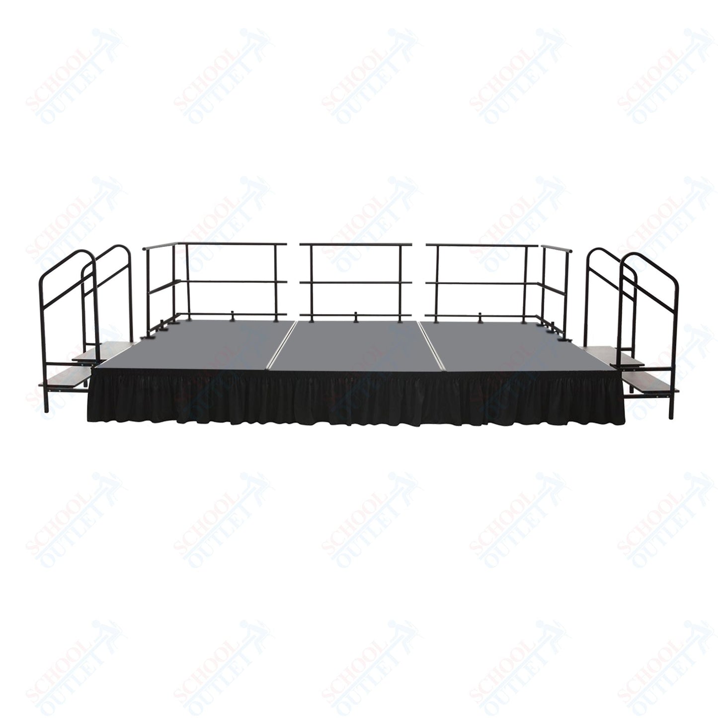 AmTab Fixed Height Stage Set - Carpet Top - 12'W x 32'L x 2'H (144"W x 384"L x 24"H) (AmTab AMT - STS123224C) - SchoolOutlet