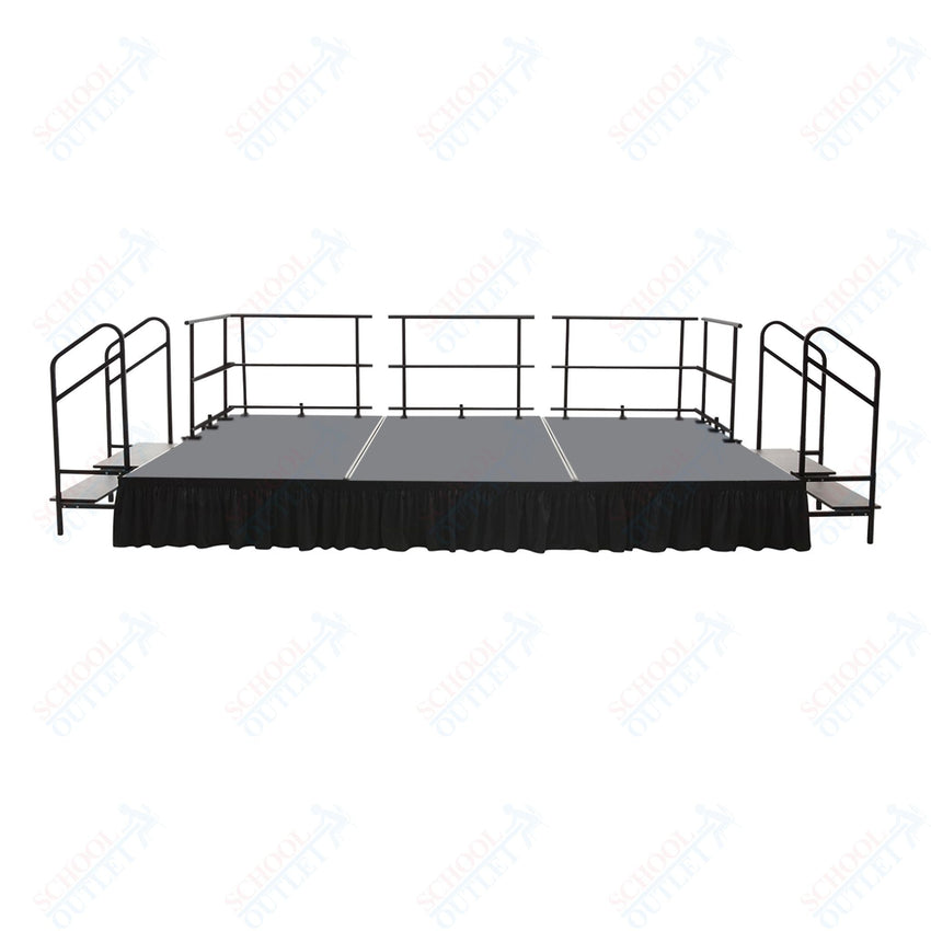 AmTab Fixed Height Stage Set - Carpet Top - 12'W x 32'L x 2'H (144"W x 384"L x 24"H) (AmTab AMT - STS123224C) - SchoolOutlet