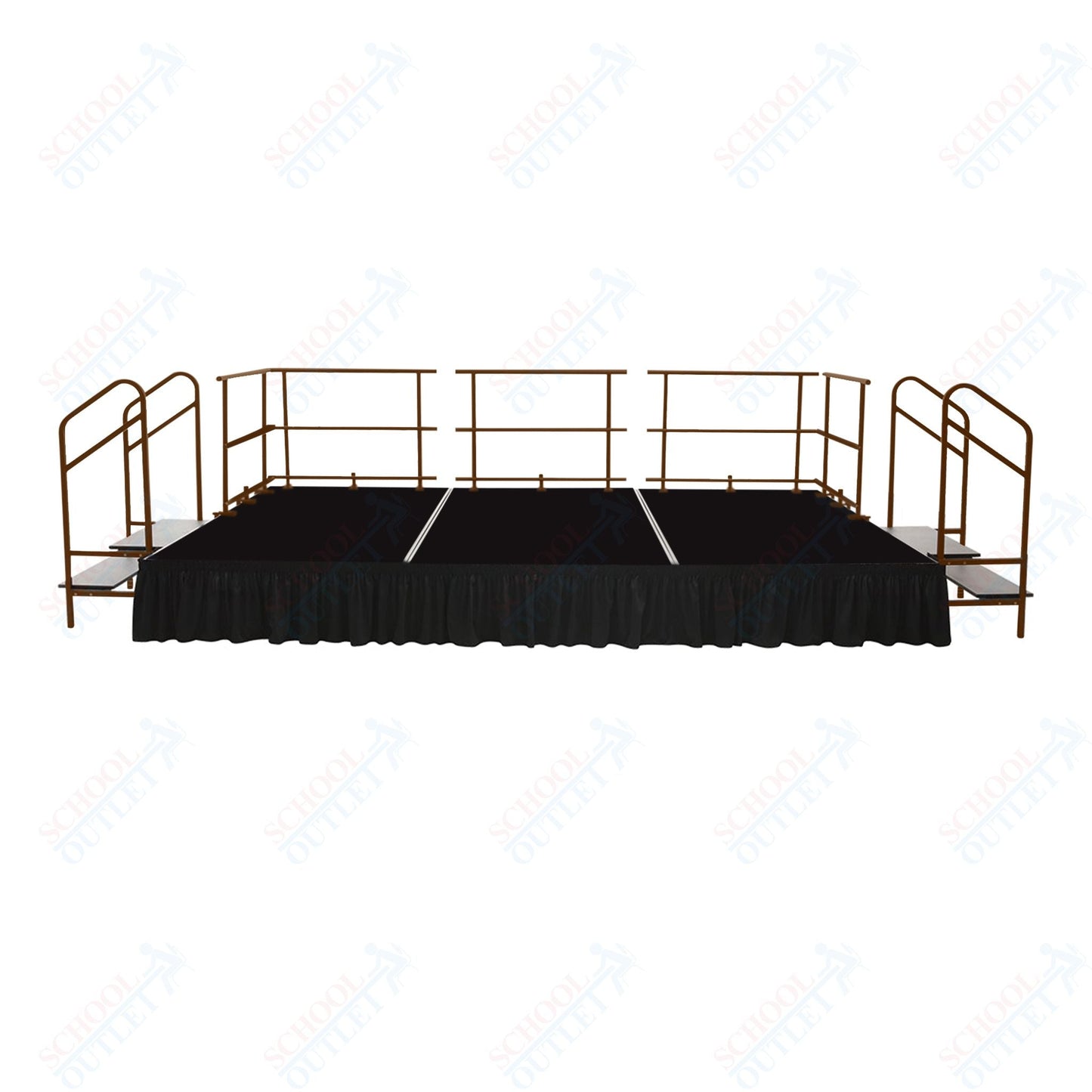 AmTab Fixed Height Stage Set - Carpet Top - 12'W x 32'L x 2'H (144"W x 384"L x 24"H) (AmTab AMT - STS123224C) - SchoolOutlet