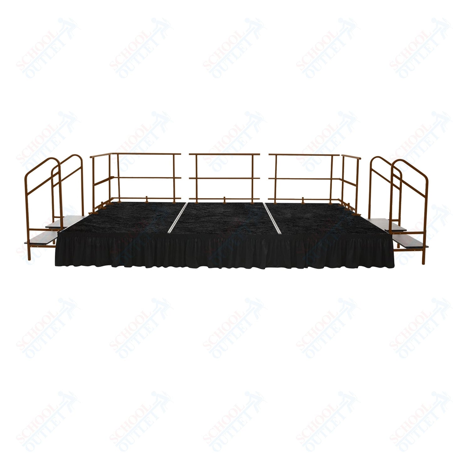 AmTab Fixed Height Stage Set - Carpet Top - 12'W x 32'L x 2'H (144"W x 384"L x 24"H) (AmTab AMT - STS123224C) - SchoolOutlet