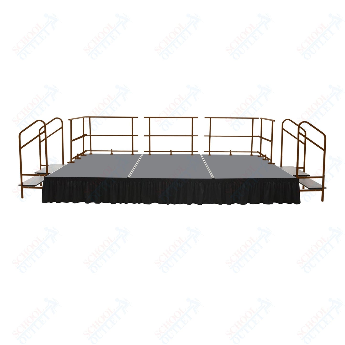 AmTab Fixed Height Stage Set - Carpet Top - 12'W x 32'L x 2'H (144"W x 384"L x 24"H) (AmTab AMT - STS123224C) - SchoolOutlet