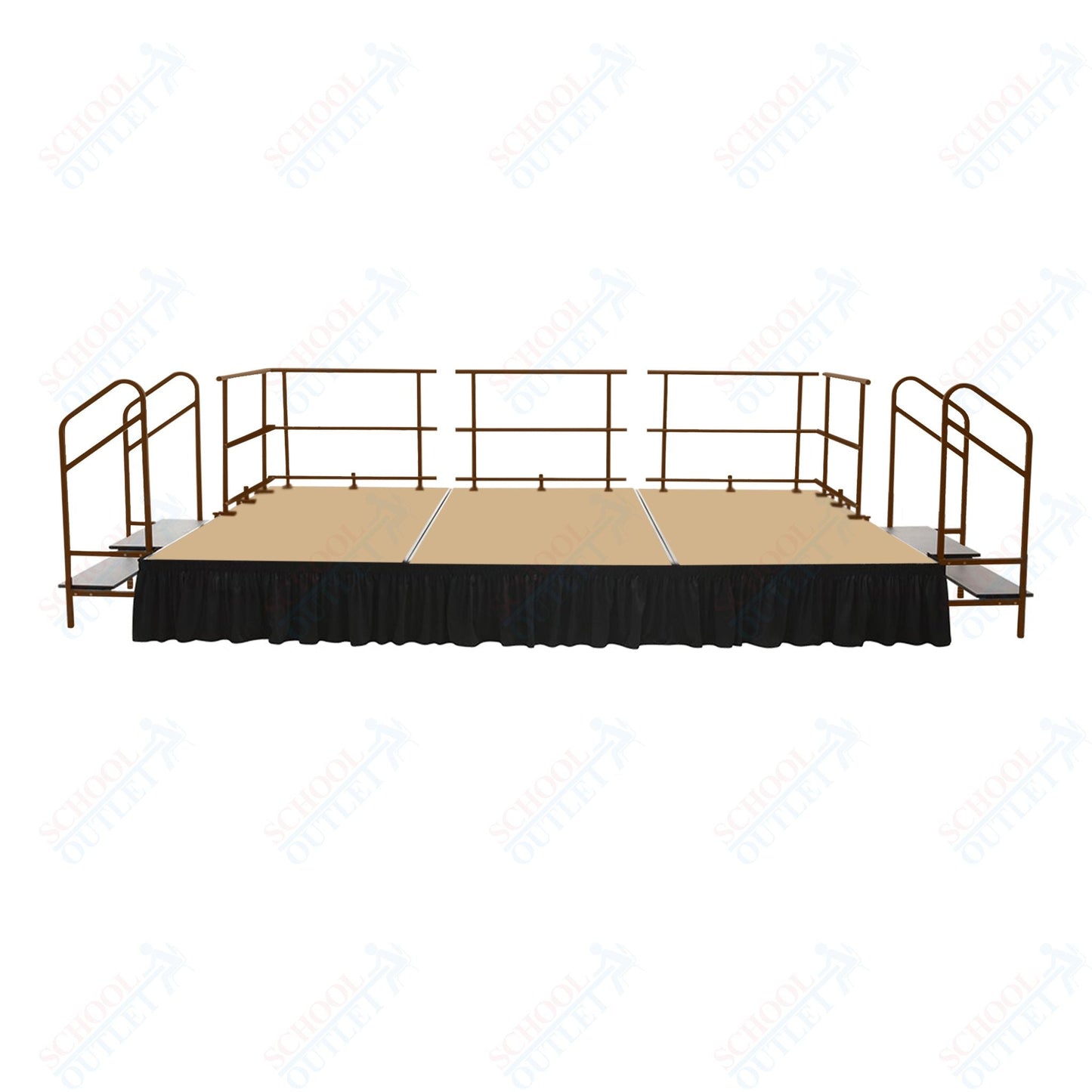 AmTab Fixed Height Stage Set - Carpet Top - 12'W x 32'L x 2'H (144"W x 384"L x 24"H) (AmTab AMT - STS123224C) - SchoolOutlet
