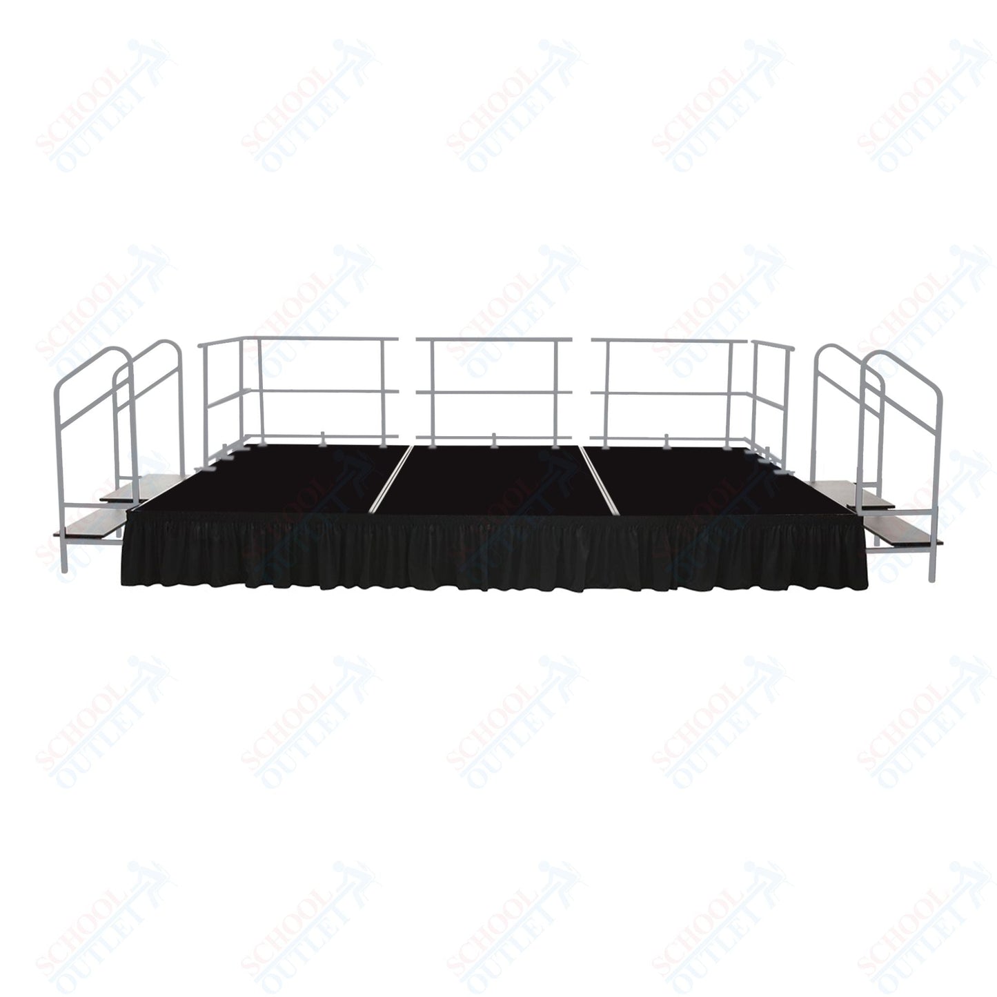 AmTab Fixed Height Stage Set - Carpet Top - 12'W x 32'L x 2'H (144"W x 384"L x 24"H) (AmTab AMT - STS123224C) - SchoolOutlet