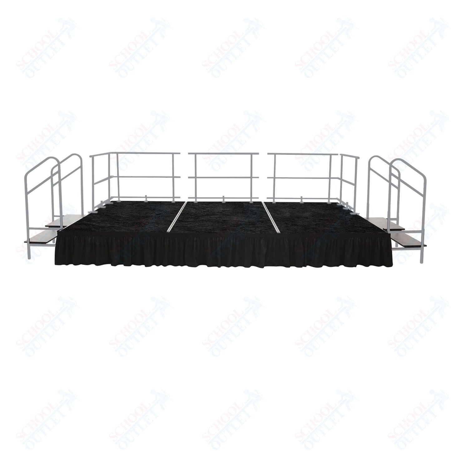 AmTab Fixed Height Stage Set - Carpet Top - 12'W x 32'L x 2'H (144"W x 384"L x 24"H) (AmTab AMT - STS123224C) - SchoolOutlet