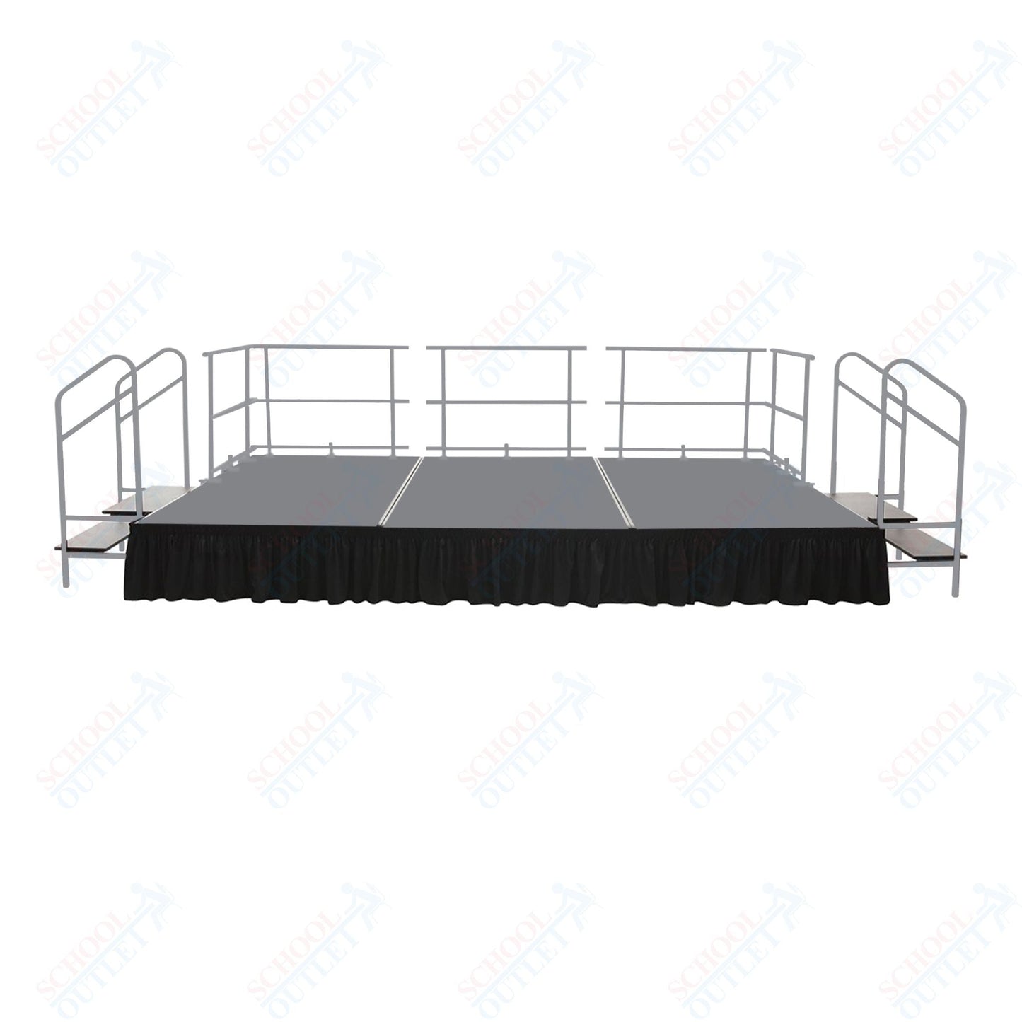 AmTab Fixed Height Stage Set - Carpet Top - 12'W x 32'L x 2'H (144"W x 384"L x 24"H) (AmTab AMT - STS123224C) - SchoolOutlet