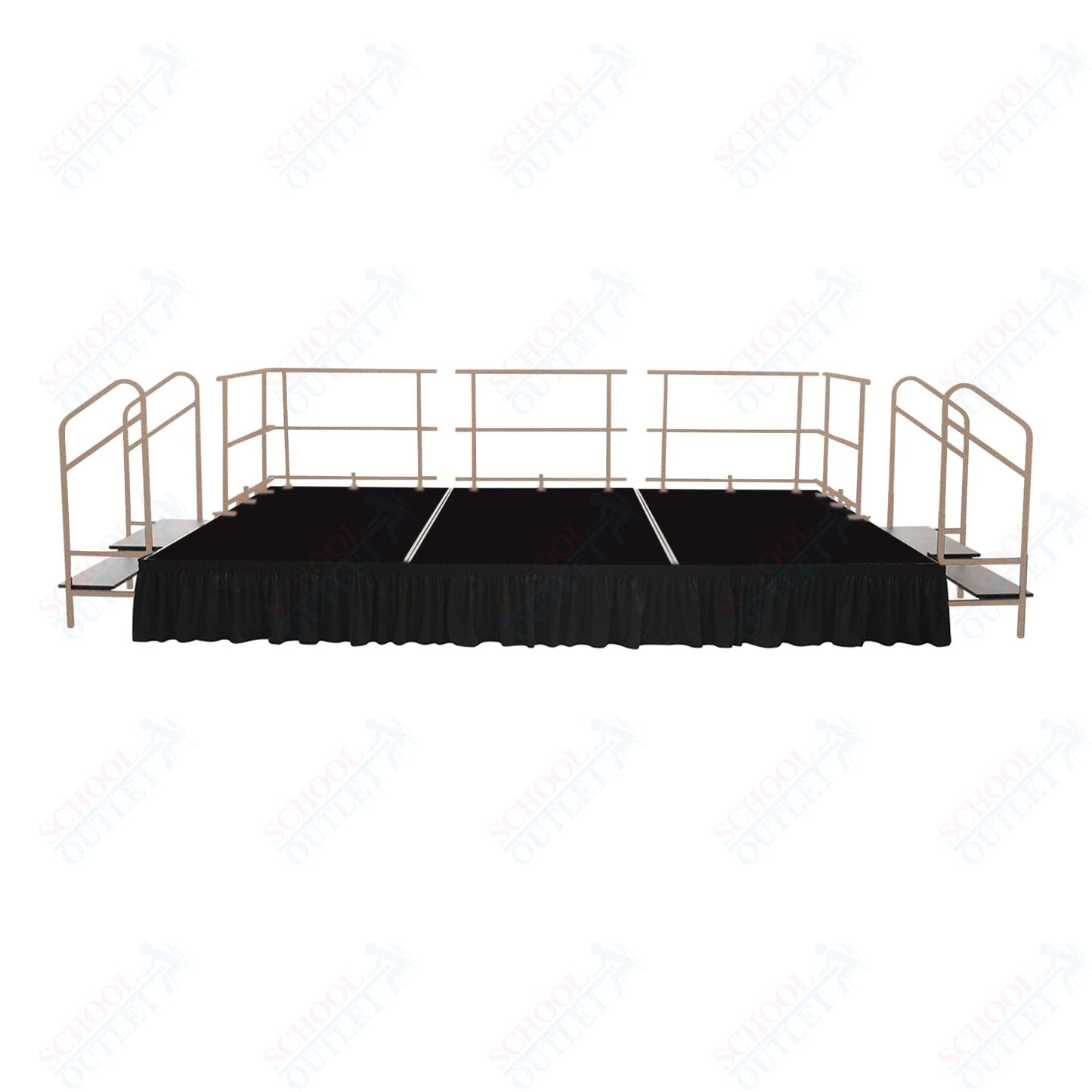 AmTab Fixed Height Stage Set - Carpet Top - 12'W x 32'L x 2'H (144"W x 384"L x 24"H) (AmTab AMT - STS123224C) - SchoolOutlet