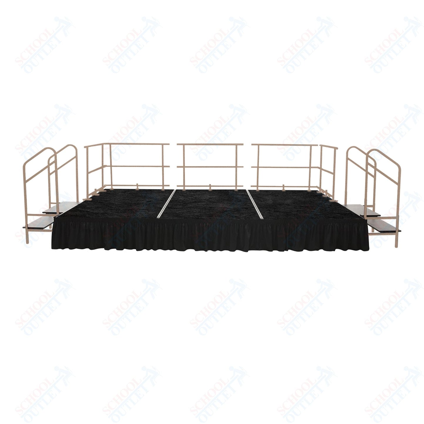 AmTab Fixed Height Stage Set - Carpet Top - 12'W x 32'L x 2'H (144"W x 384"L x 24"H) (AmTab AMT - STS123224C) - SchoolOutlet