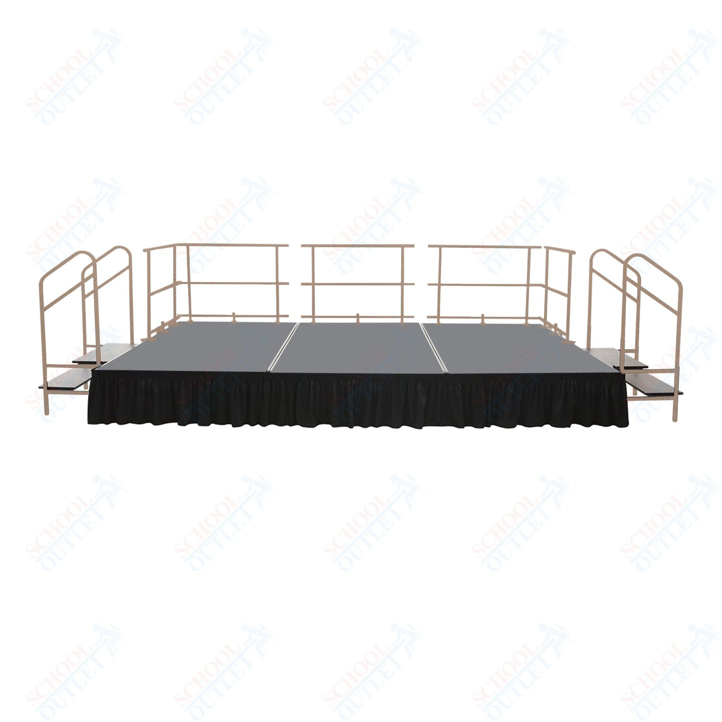 AmTab Fixed Height Stage Set - Carpet Top - 12'W x 32'L x 2'H (144"W x 384"L x 24"H) (AmTab AMT - STS123224C) - SchoolOutlet