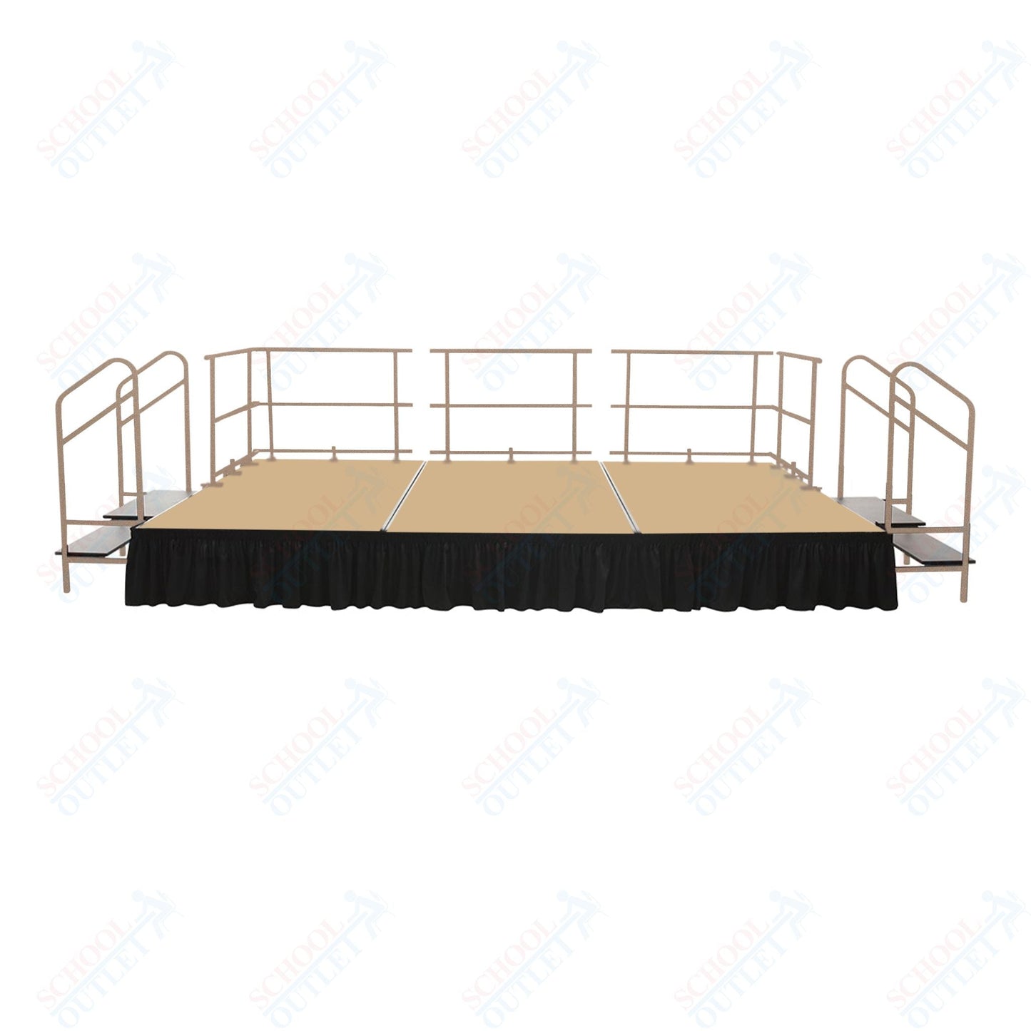 AmTab Fixed Height Stage Set - Carpet Top - 12'W x 32'L x 2'H (144"W x 384"L x 24"H) (AmTab AMT - STS123224C) - SchoolOutlet