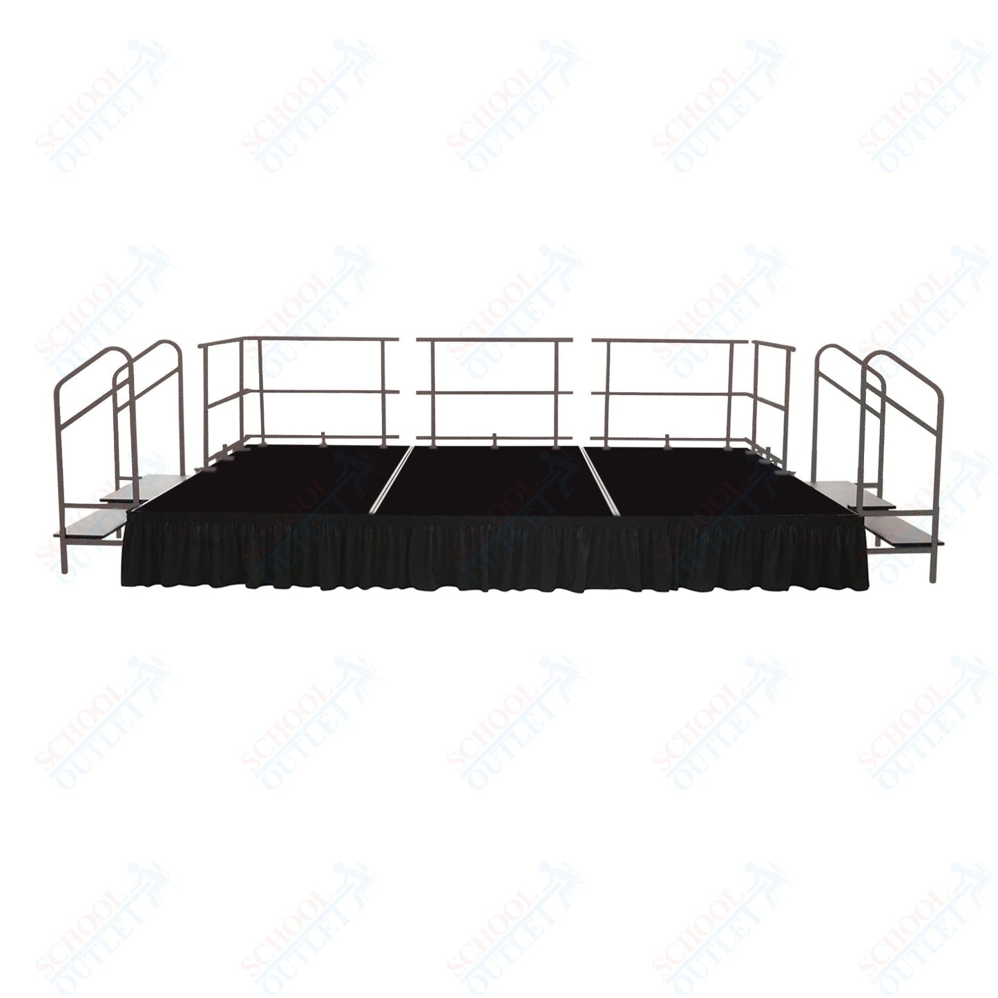 AmTab Fixed Height Stage Set - Carpet Top - 12'W x 32'L x 2'H (144"W x 384"L x 24"H) (AmTab AMT - STS123224C) - SchoolOutlet