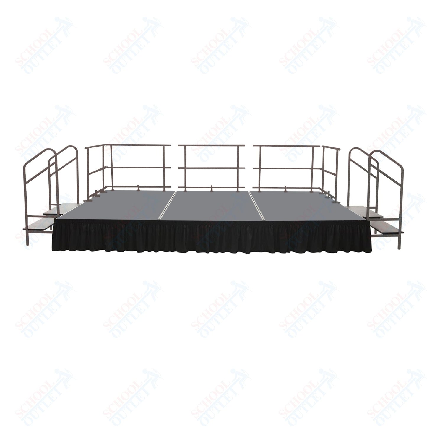 AmTab Fixed Height Stage Set - Carpet Top - 12'W x 32'L x 2'H (144"W x 384"L x 24"H) (AmTab AMT - STS123224C) - SchoolOutlet