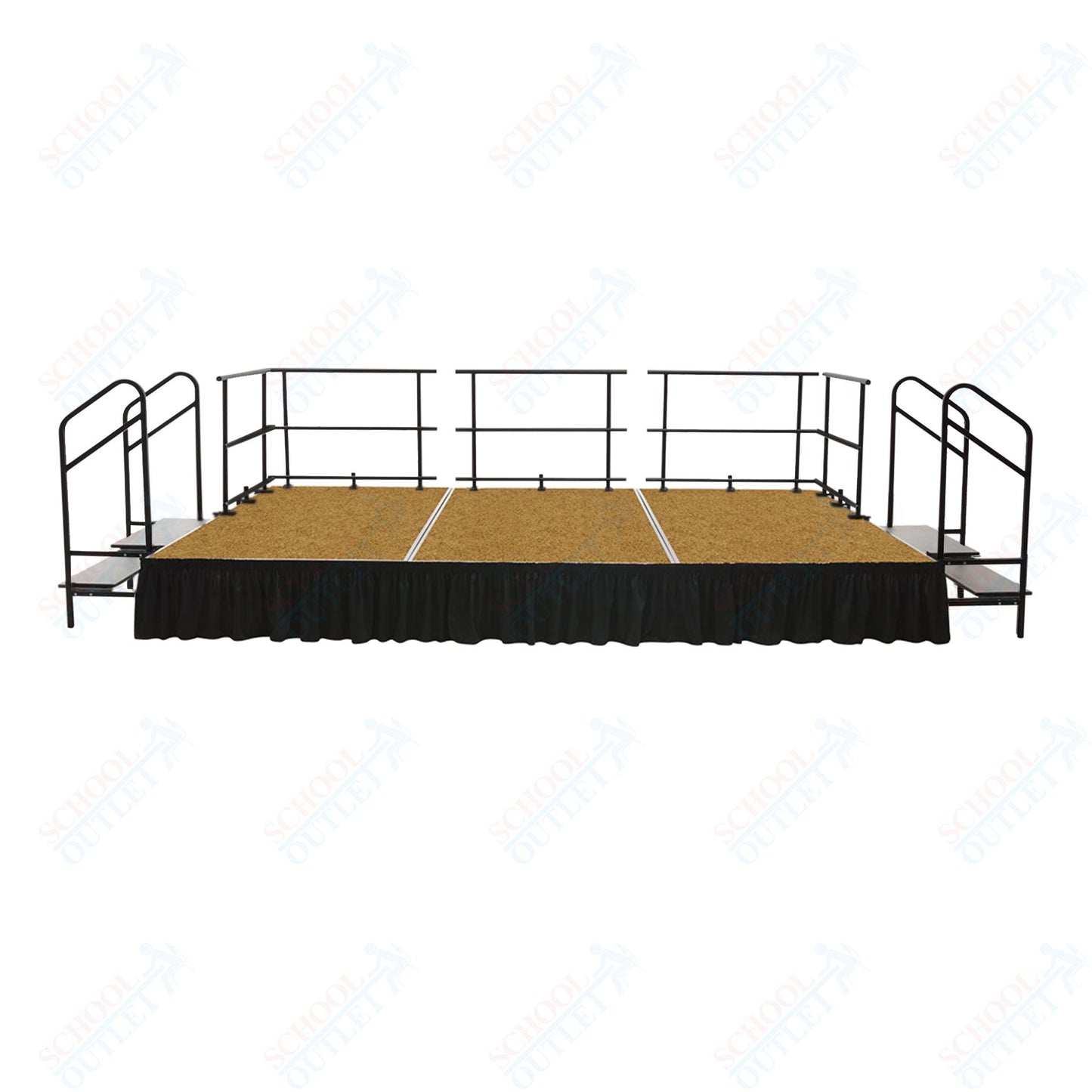 AmTab Fixed Height Stage Set - Hardboard Top - 16'W x 24'L x 2'H (192"W x 288"L x 24"H) (AmTab AMT - STS162424H) - SchoolOutlet