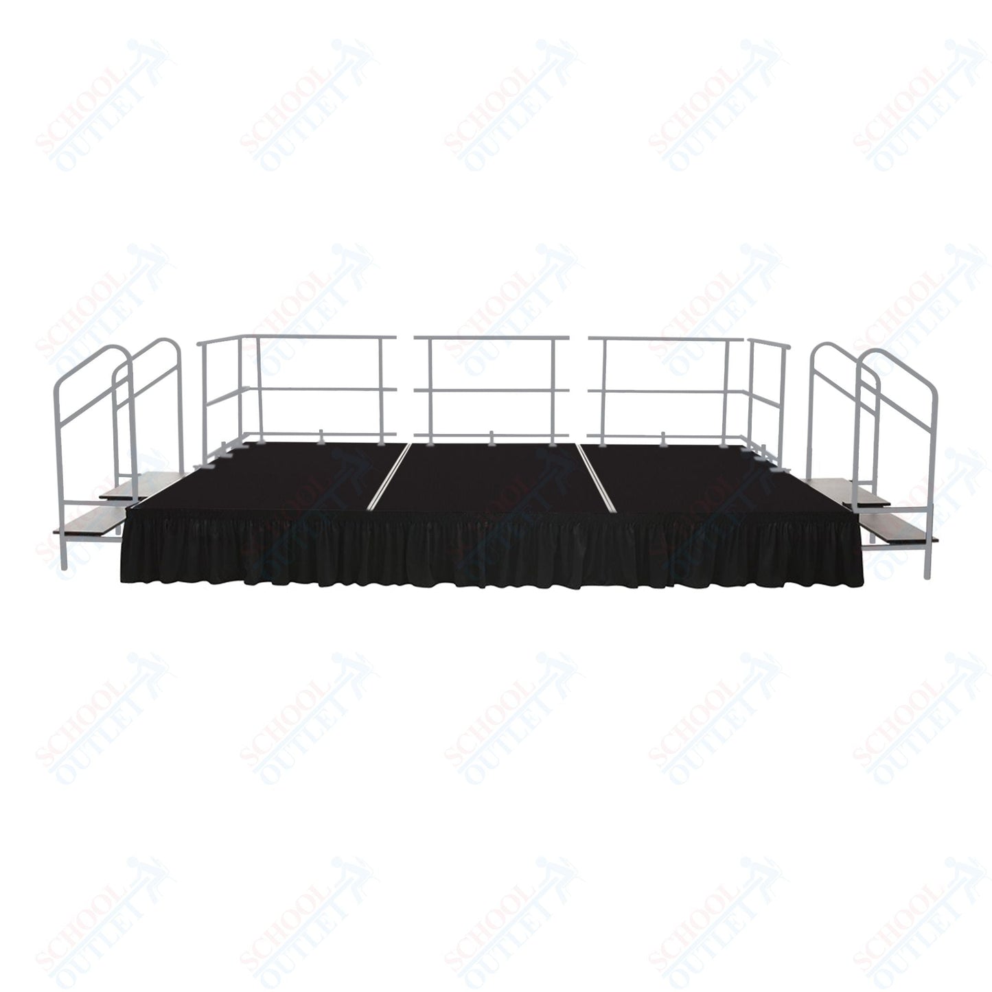 AmTab Fixed Height Stage Set - Polypropylene Top - 16'W x 24'L x 2'H (192"W x 288"L x 24"H) (AmTab AMT - STS162424P) - SchoolOutlet