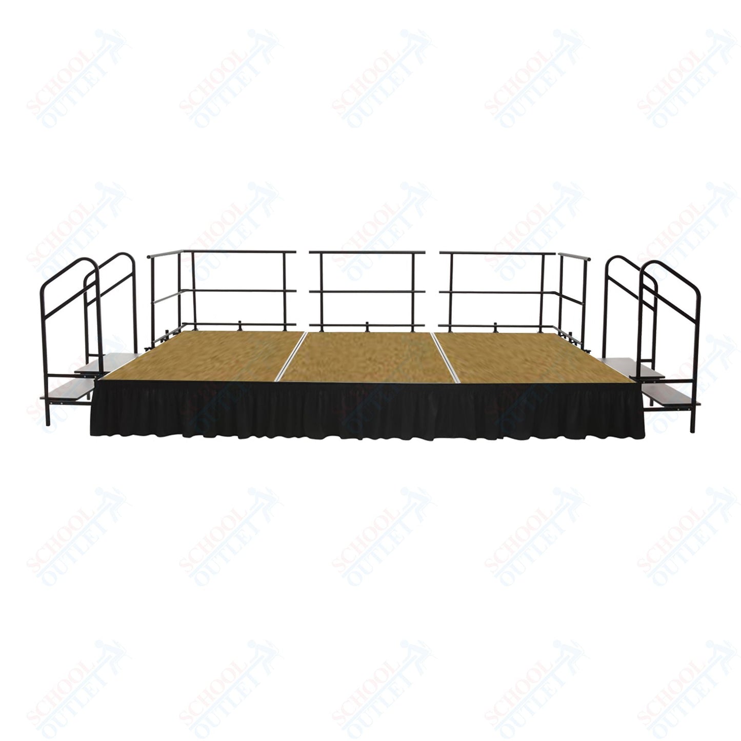 AmTab Fixed Height Stage Set - Hardboard Top - 16'W x 32'L x 2'H (192"W x 384"L x 24"H) (AmTab AMT - STS163224H) - SchoolOutlet