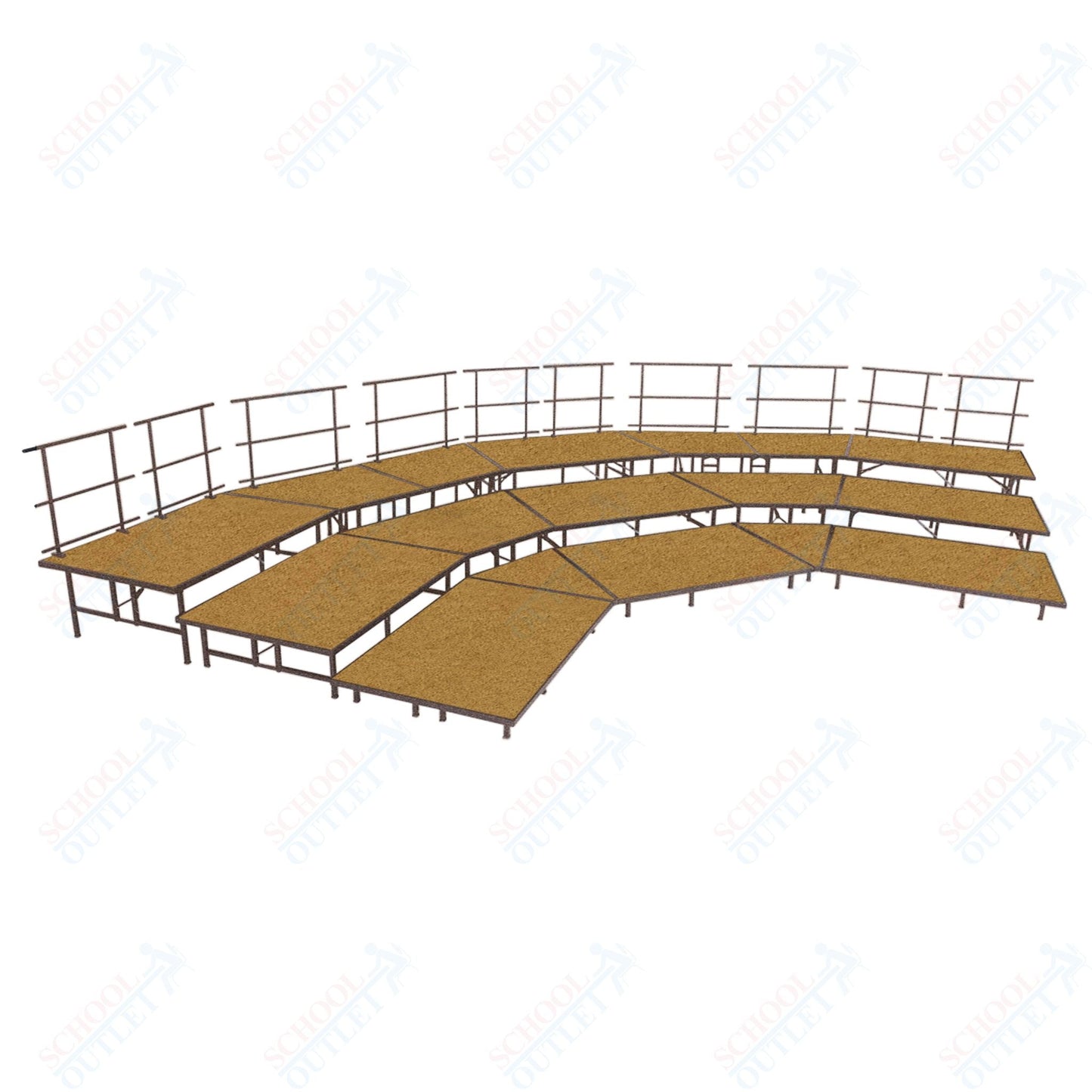 AmTab Fixed Height Riser Set - Hardboard Top - 3 Levels - 12'W x 24'L x 2'H (144"W x 288"L x 24"H) (AmTab AMT - STSB483H) - SchoolOutlet