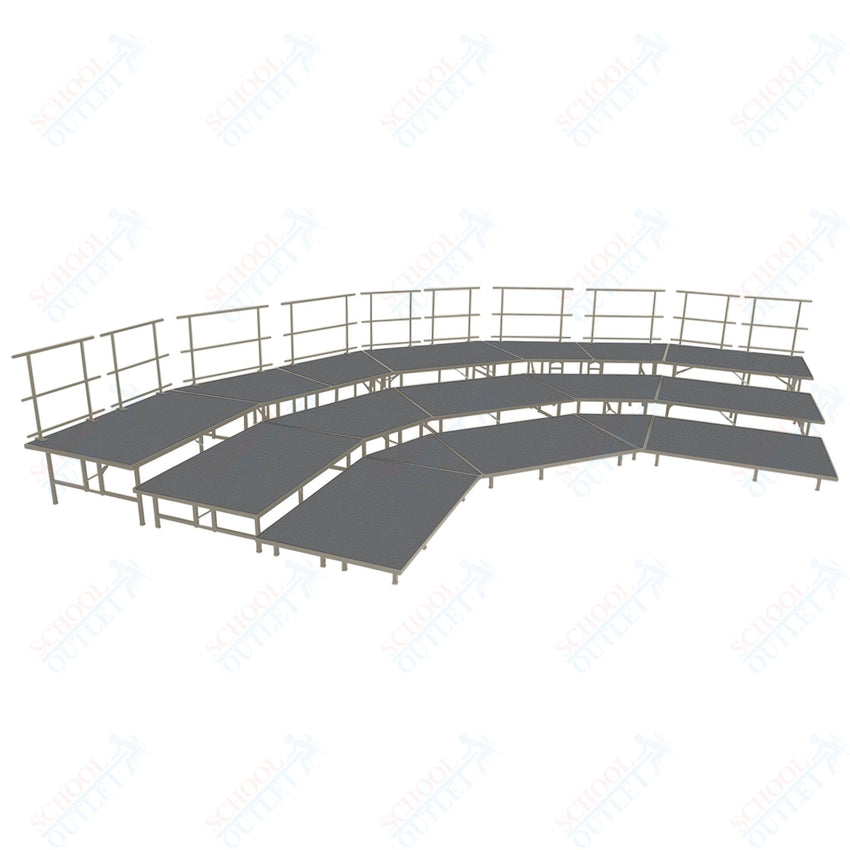 AmTab Fixed Height Riser Set - Polypropylene Top - 3 Levels - 12'W x 24'L x 2'H (144"W x 288"L x 24"H) (AmTab AMT - STSB483P) - SchoolOutlet