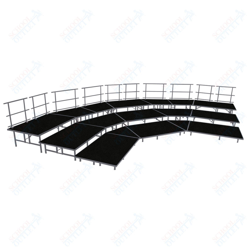 AmTab Fixed Height Riser Set - Polypropylene Top - 3 Levels - 12'W x 24'L x 2'H (144"W x 288"L x 24"H) (AmTab AMT - STSB483P) - SchoolOutlet