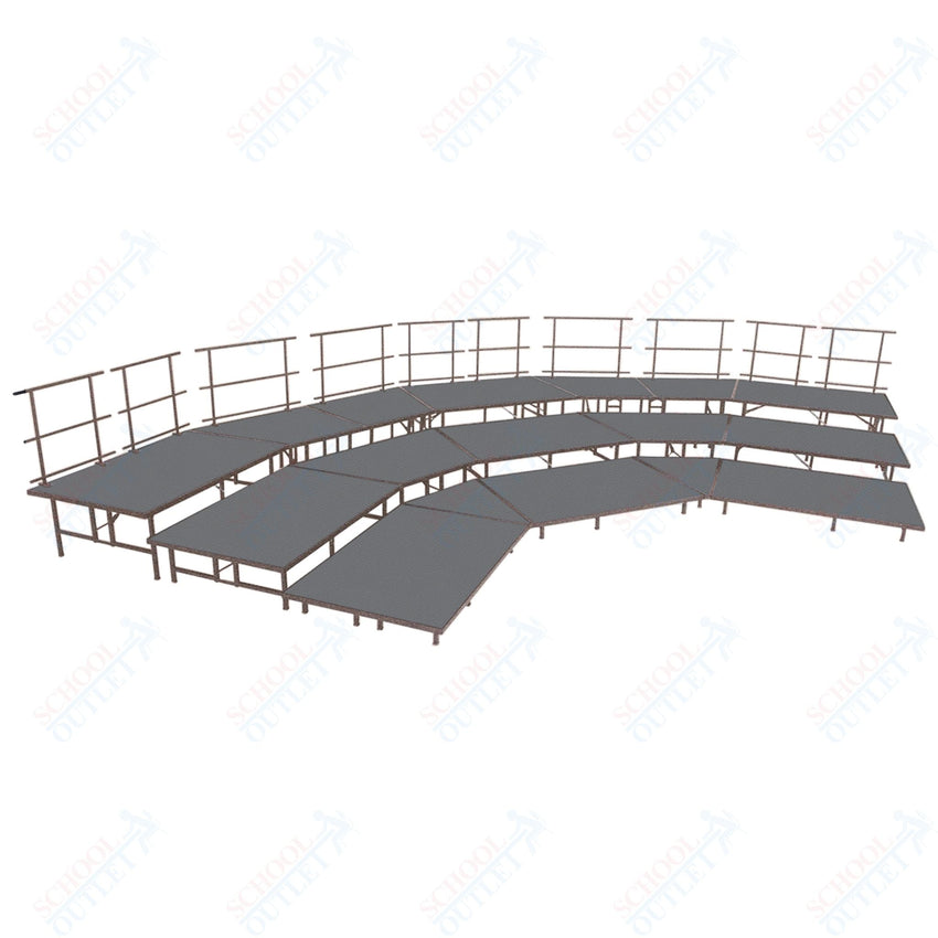 AmTab Fixed Height Riser Set - Polypropylene Top - 3 Levels - 12'W x 24'L x 2'H (144"W x 288"L x 24"H) (AmTab AMT - STSB483P) - SchoolOutlet