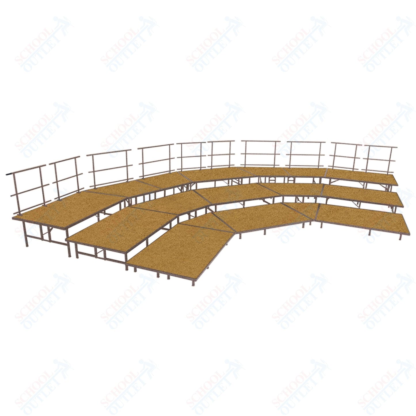AmTab Fixed Height Riser Set - Hardboard Top - 3 Levels - 9'W x 24'L x 2'H (108"W x 288"L x 24"H) (AmTab AMT - STSC383H) - SchoolOutlet